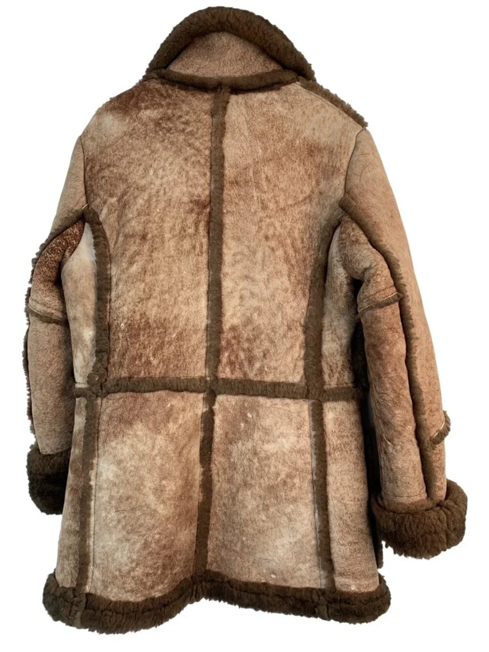 Vintage Gino Leathers Shearling Coat Size 40 Mens USA Brown Western